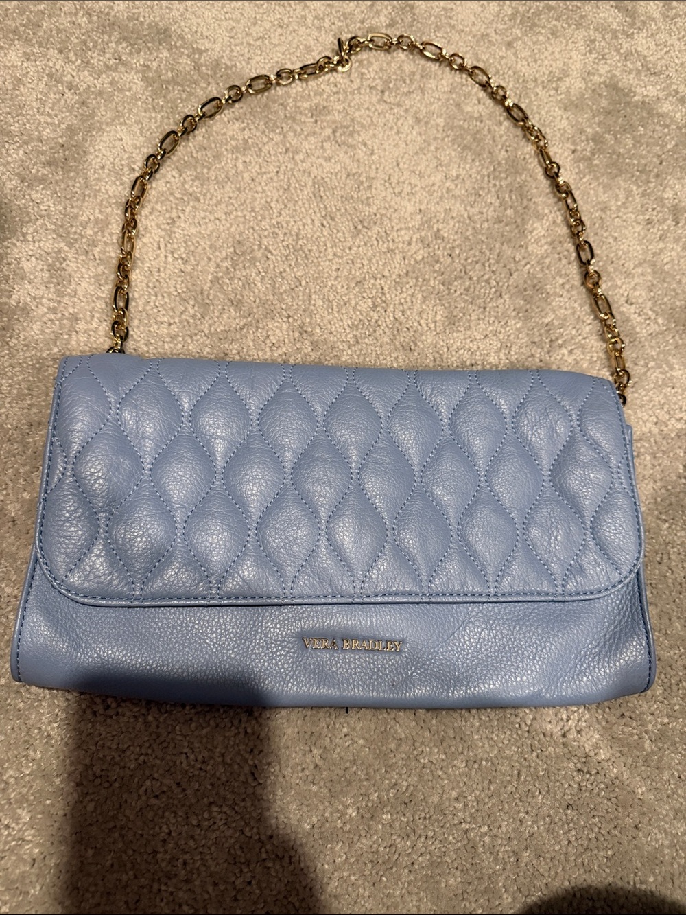 Vera Bradley Quilted Leather Shoulder Bag in Light Blue